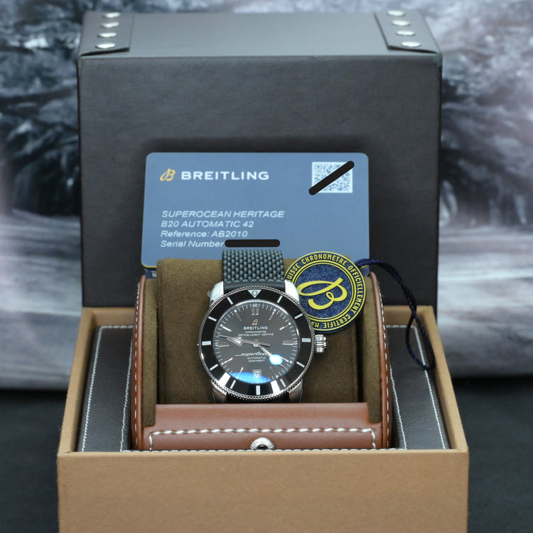 Breitling Superocean Heritage II - Ref. AB2010 (Black Dial on Rubber Strap) BRAND NEW